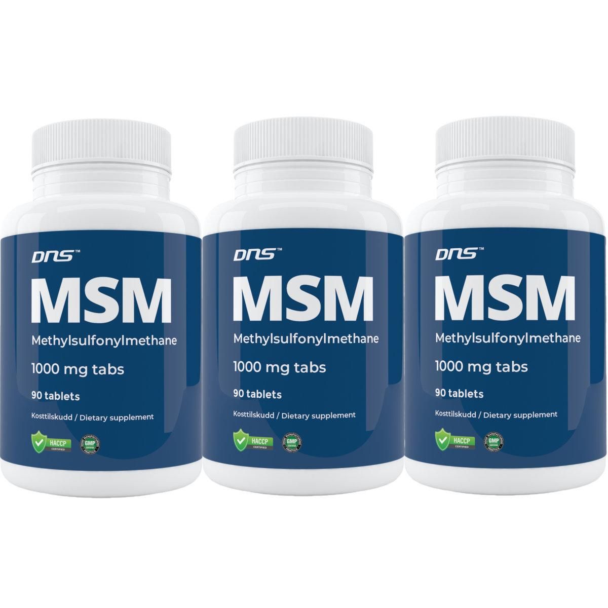 3-pack MSM 1000 mg - 3 x 90 tabletter