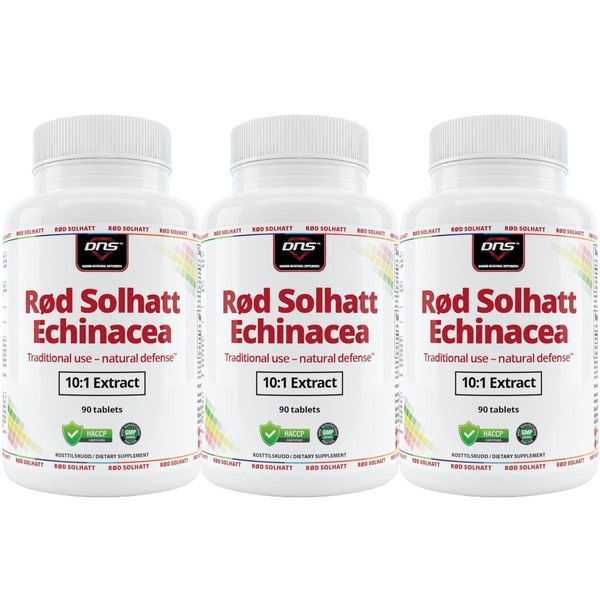 3-pack Rød Solhatt Echinacea - 3 x 90 tabletter