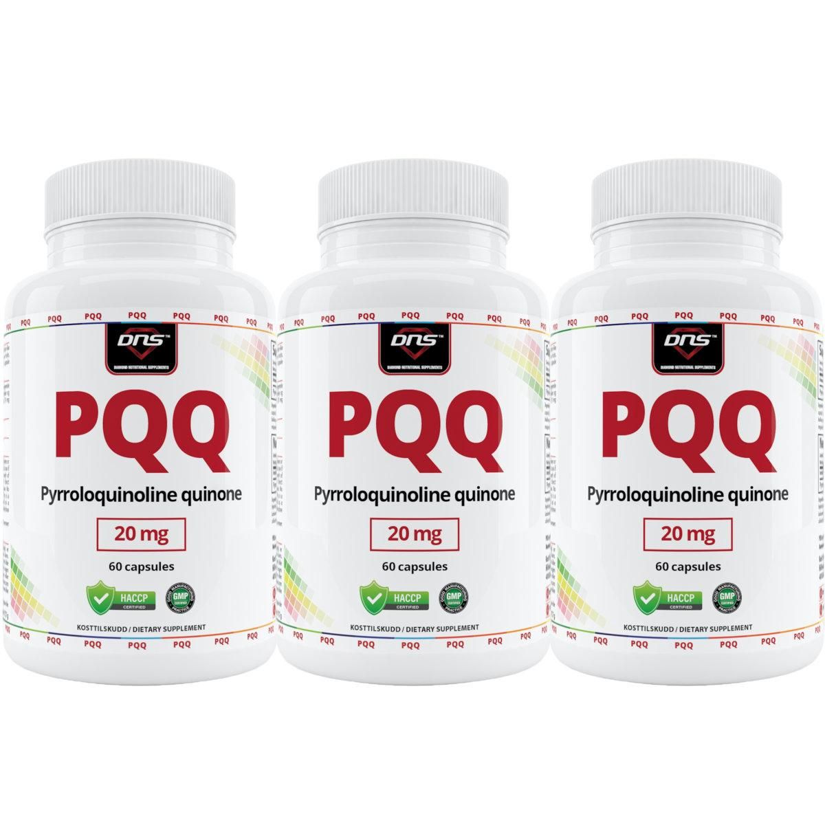 3-pack PQQ - Pyrroloquinoline quinone - 3 x 60 kapsler