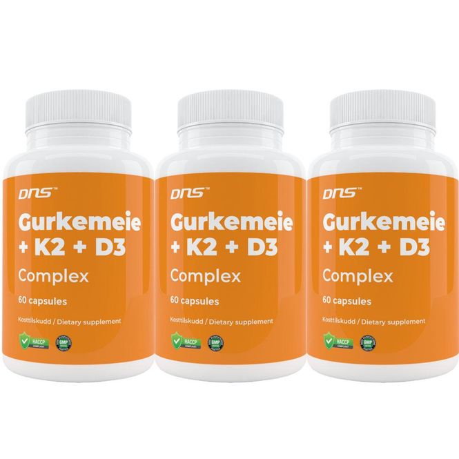 Hovedbilde 3-pack Gurkemeie + K2 + D3 - 3 x 60 kapsler
