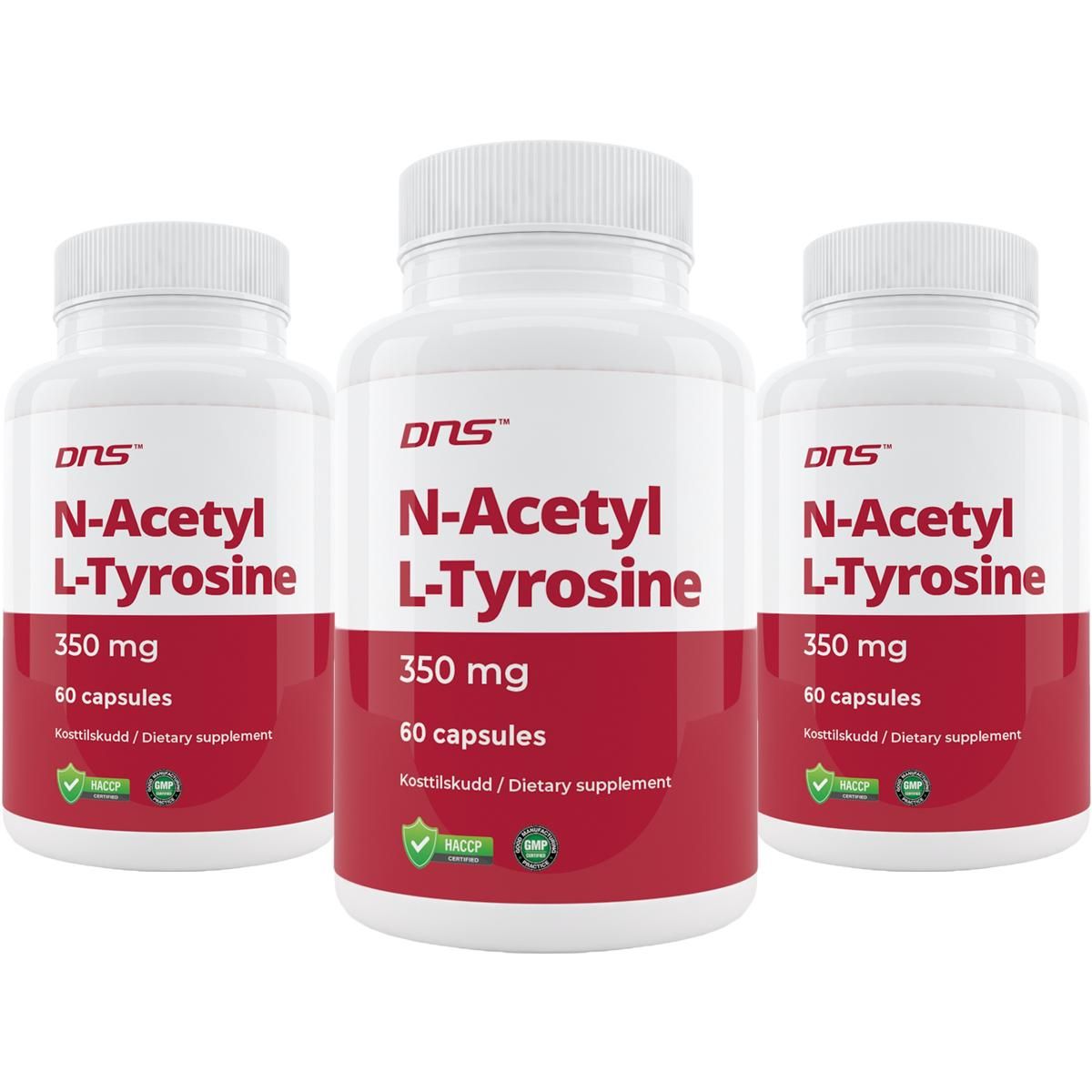3-Pack N-Acetyl L-Tyrosine 350 mg - 3 x 60 kapsler