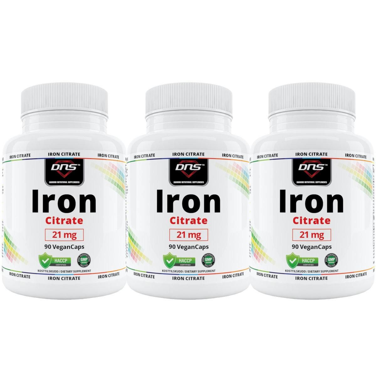 3-pack Iron Citrate 21mg Jern - 3 x 90 kapsler