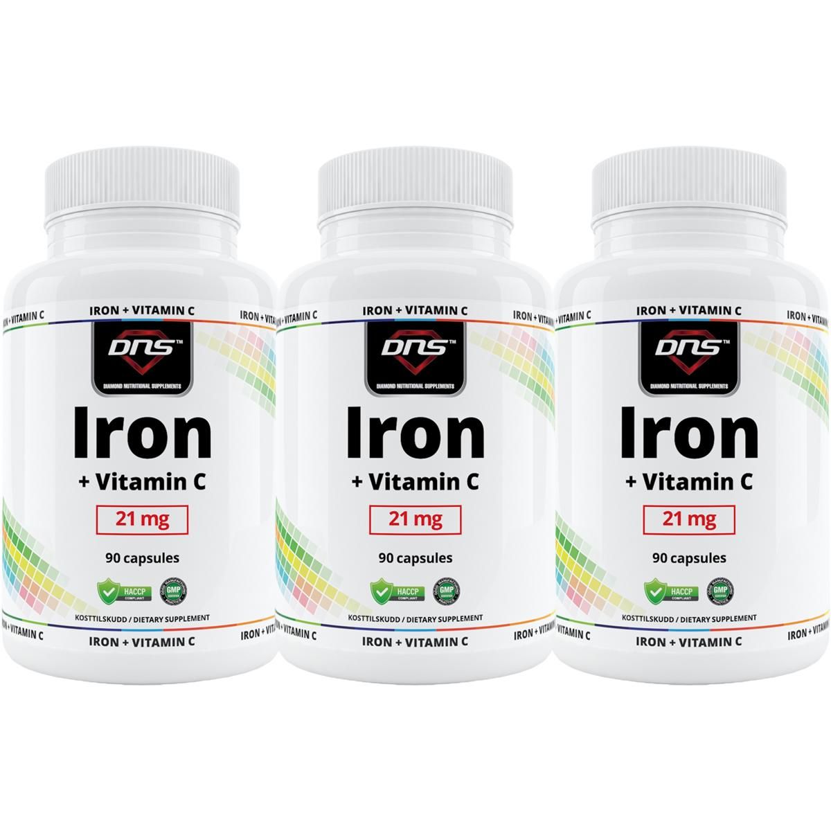 3-pack Iron + Vitamin C - 90 kapsler