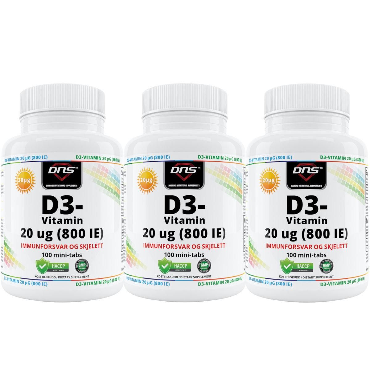 3-pack D3-Vitamin 20µg - 3 x 100 tabs