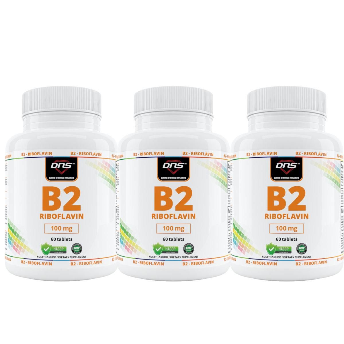 3-pack B2 - Riboflavin - 100 mg - 3 x 60 tabletter