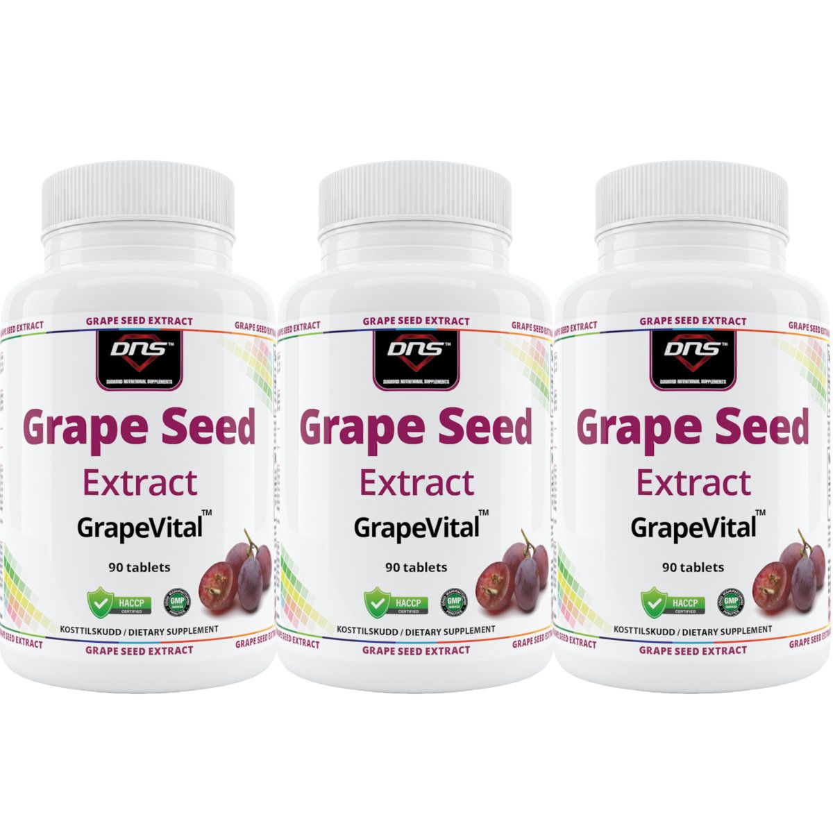 3-pack Grape Seed Extract - Rødvinsdrue-ekstrakt - 3 x 90 tabletter